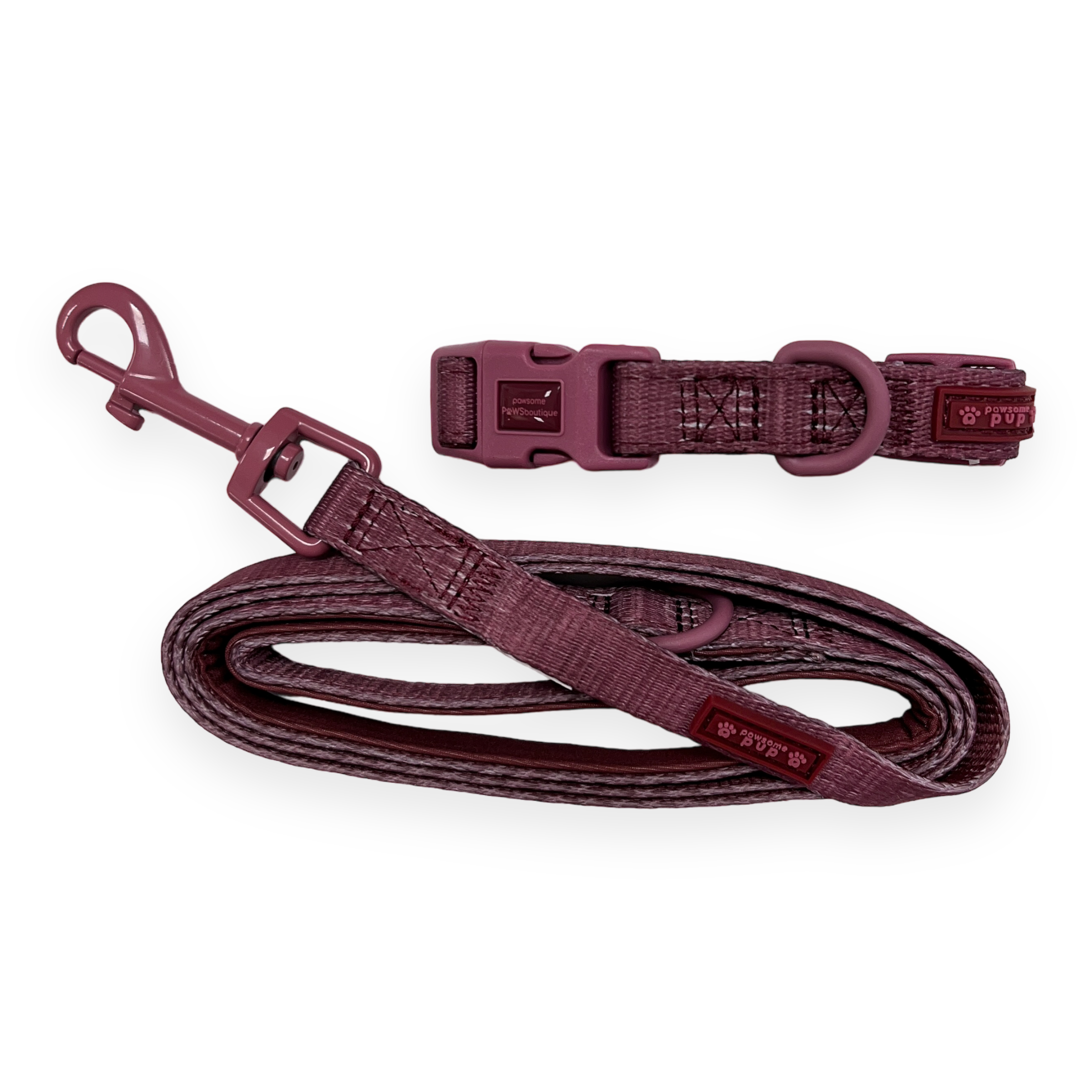 Pawsome Pup Collar and Lead Set - Burgundy